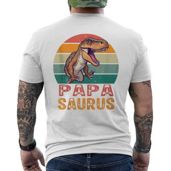 Grandpa Papasaurus Family T-Rex Dinosaur Fathers Days Men's T-shirt Back Print - Seseable