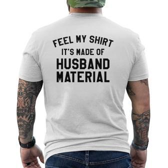 Husband Material Dad Joke Father's Day Mens Back Print T-shirt | Mazezy