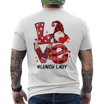 Love Gnomes Lunch Lady Life Valentines Day Matching Mens Back Print T-shirt - Seseable