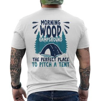 Morning Wood Campground Camping Offensive Humor Men's T-shirt Back Print - Monsterry DE