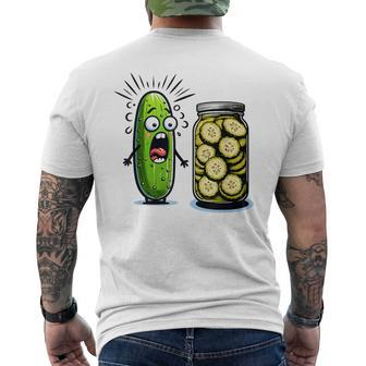Pickle Surprise A Cucumber And A Jar Of Sliced Pickles Men's T-shirt Back Print - Seseable
