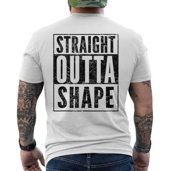 Pun Workout Saying Straight Outta Shape Men's T-shirt Back Print - Monsterry