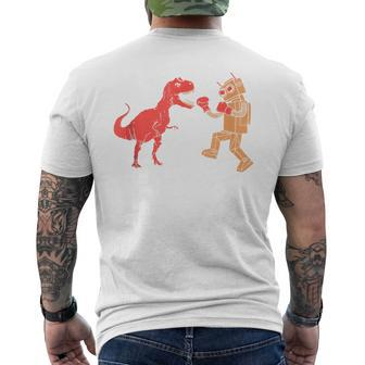 Red Dino Orange Geek Vintage Boxing Tri Black Charcoal Men's T-shirt Back Print - Monsterry