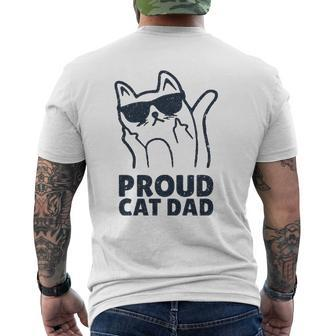 Retro Proud Cat Dad Showing The Finger For Cat Lovers Mens Back Print T-shirt | Mazezy