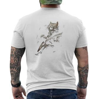 Rock Cat Singing And Playing Guitar Men's T-shirt Back Print - Monsterry AU