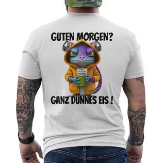 Saying Guten Morgen Ganz Thin Ice Gecko T-Shirt mit Rückendruck - Geschenkecke