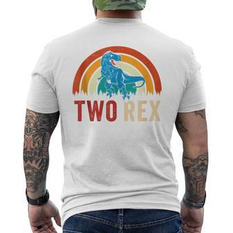 Two Rex Retro Vintage Dinausor 2 Year Old Trex Men's T-shirt Back Print - Monsterry