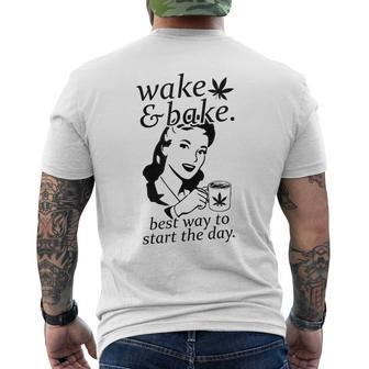 Wake And Bake Marijuana Weed Men's T-shirt Back Print - Monsterry