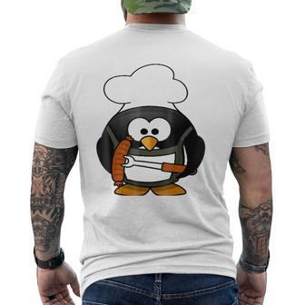 penguin Cooking Grill-Barbeque Or Dads Bbq Mens Back Print T-shirt | Mazezy