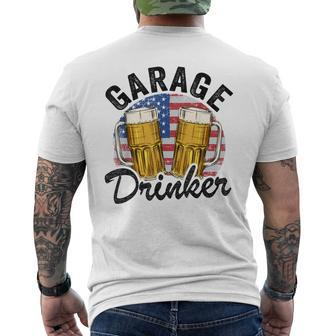 Garage Drinker 4Th Of July American Flag Dad Mens Garage V2 Mens Back Print T-shirt - Thegiftio UK