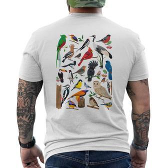 Garden Birds Nature Lover Birds Mens Back Print T-shirt - Thegiftio UK
