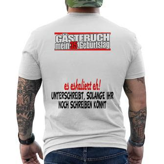 Gästebuch 35 Jahre 35 Geburtstag Mann Frau Party T-Shirt mit Rückendruck - Seseable