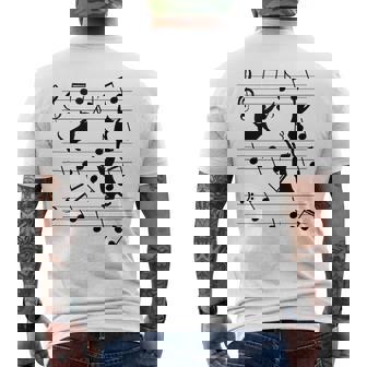 Gatos Divertidos Jugando Con Nota Musical Amante De Los Gatos Sin Mangas Camiseta Hombre Estampado Espalda - Regaloses