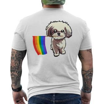 Gay Pride Flag Shih Tzu For Dogs Lovers Owners Mens Back Print T-shirt - Thegiftio UK