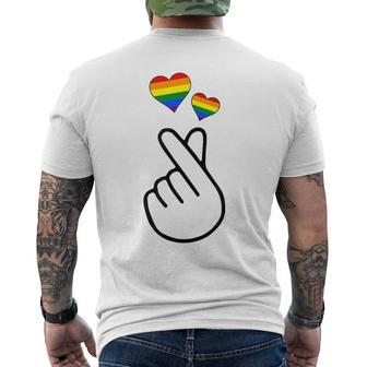 Gay Pride Month Human Lgbtq Korean Finger Heart K-Pop Love Men's T-shirt Back Print - Monsterry CA