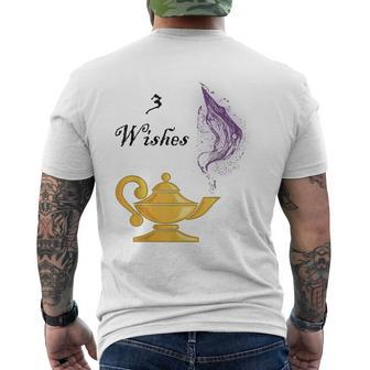Genie Lamp 3 Wishes Jinni Graphic With Sayings Men's T-shirt Back Print - Monsterry CA