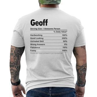 Geoff Nutrition Facts Name Definition Graphic Men's T-shirt Back Print - Seseable