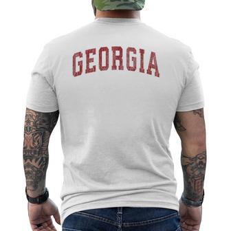 Georgia Ga Vintage Athletic Sports Red Style Men's T-shirt Back Print - Monsterry