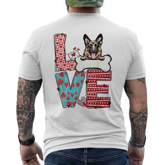 German Shepherd Valentines Day Heart Dog Lover Men's T-shirt Back Print - Monsterry