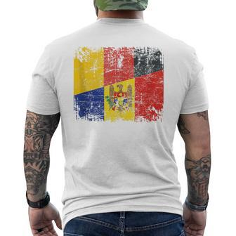 Germany Moldova Flags Half Moldovian German Roots Vintage Men's T-shirt Back Print - Monsterry
