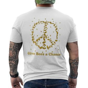 Give Bees A Chance Peace Sign Men's T-shirt Back Print - Monsterry DE