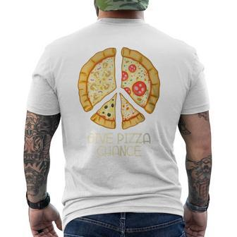 Give Pizza Chance Pizza Pun With Peace Logo Sign Men's T-shirt Back Print - Monsterry