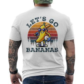 Lets Go Bananas Banana Playing Baseball Baseball Player Men's T-shirt Back Print - Monsterry