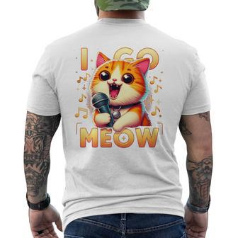 I Go Meow Singing Cat Meme Cat Lovers Retro Cat Owner Men's T-shirt Back Print - Monsterry CA