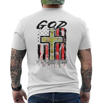 God Gave His Hardest Battles To His Toughest Soldiers Men's T-shirt Back Print - Monsterry