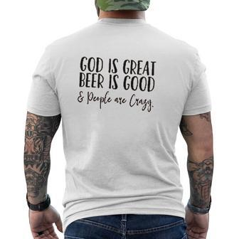 God Is Great Beer Is Good And People Are Crazy Mens Back Print T-shirt - Thegiftio UK