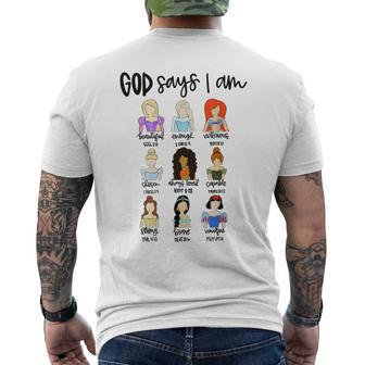 God Says I Am Princess Bible Verse Christ Religious Sayings Men's T-shirt Back Print - Seseable