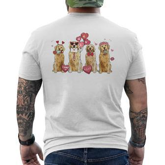 Golden Retriever Valentine's Day Hearts Cute Dog Mom Men's T-shirt Back Print - Thegiftio