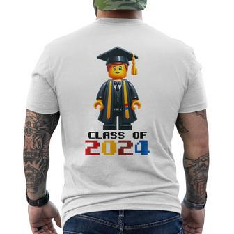 Graduation Class Of 2024 Bricks Building Master Builder Men's T-shirt Back Print - Seseable