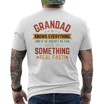 Grandad Knows Everything Awesome Grandfather Father's Day Men's T-shirt Back Print - Thegiftio UK