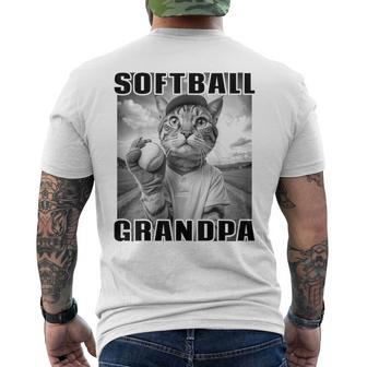 Grandfather Father's Day Softball Grandpa Men's T-shirt Back Print - Seseable