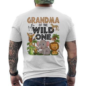Grandma Of The Wild One Birthday 1St Safari Jungle Family Men's T-shirt Back Print - Seseable