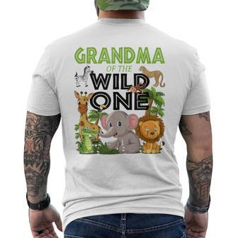 Grandma Of The Wild One Birthday 1St Safari Jungle Family Men's T-shirt Back Print - Seseable