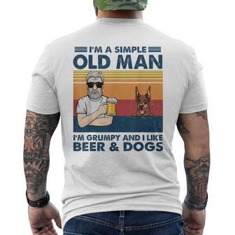 Grandpa Like Beer And Dogs Red Doberman Pinscher Vintage Men's T-shirt Back Print - Monsterry