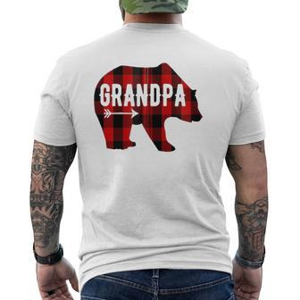 Grandpa Black & Red Buffalo Plaid Bear Grandfather Bear Zip Mens Back Print T-shirt | Mazezy