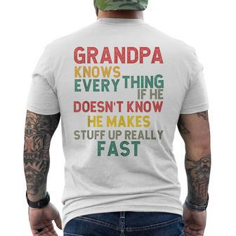 Grandpa Knows Everything Grandpa Fathers Day For Men Men's T-shirt Back Print - Seseable