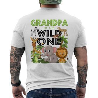 Grandpa Of The Wild One Birthday 1St Safari Jungle Family Men's T-shirt Back Print - Thegiftio UK