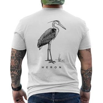 Great Blue Heron Bird Birdwatcher Men's T-shirt Back Print - Monsterry