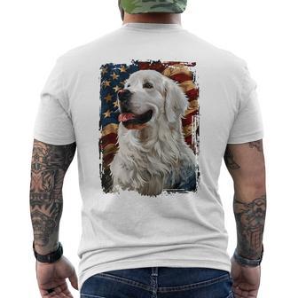 Great Pyrenees American Flag Men's T-shirt Back Print - Monsterry DE