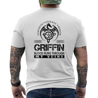 Griffin Shirts Griffin Blood Runs Through My Veins Name Shirts Mens Back Print T-shirt - Seseable