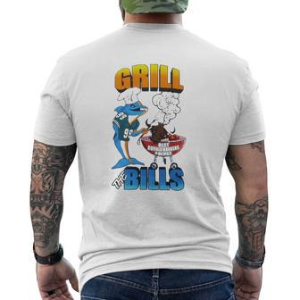 Grill The Bills Dolphin Chef Best Buffalo Burgers And Wings Mens Back Print T-shirt - Thegiftio UK