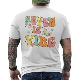 Groovy 7Th Birthday Seven Is A Vibe 7 Year Old Girls Boys Men's T-shirt Back Print - Monsterry