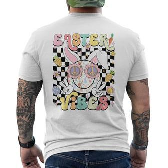 Groovy Easter Vibes Cute Rabbit Easter Day Hippie Trendy Men's T-shirt Back Print - Monsterry
