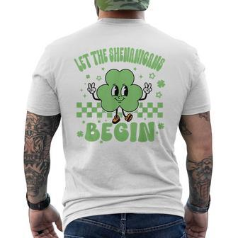 Groovy Let The Shenanigans Begin St Patricks Day Lucky Men's T-shirt Back Print - Monsterry CA