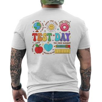 Groovy Testing Day Motivational Quotes Students Teachers Men's T-shirt Back Print - Seseable