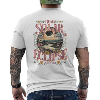 Groovy Total Solar Eclipse April 8 2024 Astronomy Souvenir Men's T-shirt Back Print | Mazezy
